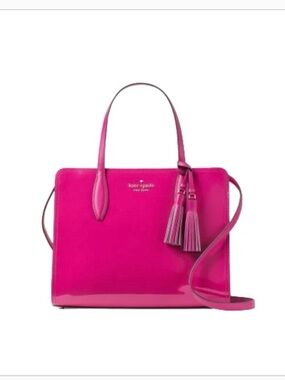 kate spade deep magenta Leather Tote with Tassels